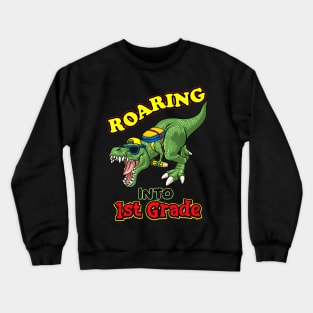 Kids Dinosaur Graduation T-Shirt Design, Roaring Into 1st Grade , School  Cute Dino Crewneck Sweatshirt